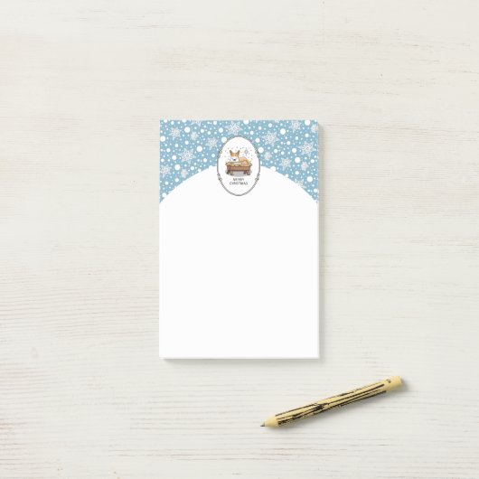 Weihnachtskrippe Pembroke Walisischer Korgi (rot1) Post-it Klebezettel (Auf Schreibtisch)