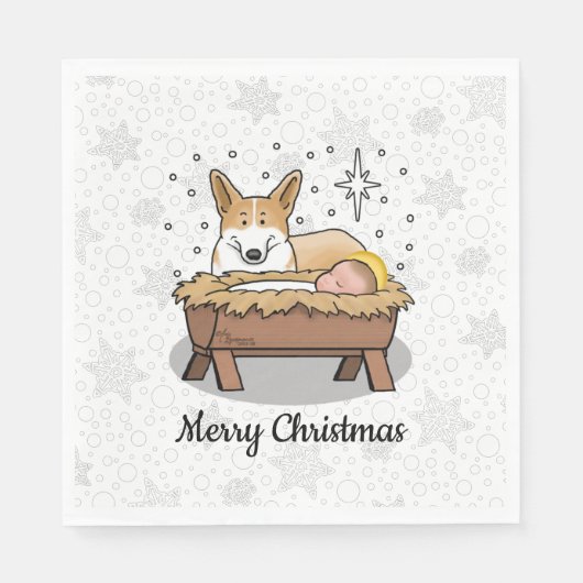 Weihnachtskrippe Pembroke Walisischer Korgi (rot1) Serviette (Vorderseite)