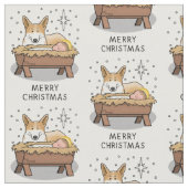 Weihnachtskrippe Pembroke Walisischer Korgi (rot1) Stoff (Nahaufnahme)