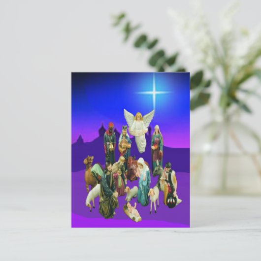 Weihnachtskrippe Postkarte (Stehend Vorderseite)