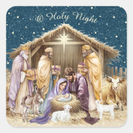 Weihnachtskrippe Quadratischer Aufkleber