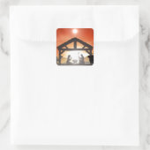 Weihnachtskrippe Quadratischer Aufkleber (Tasche)