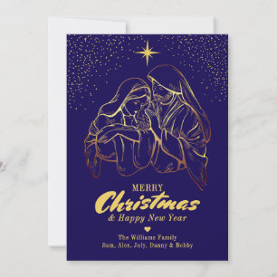 Weihnachtskrippe Religious Elegant Family Foto Feiertagskarte
