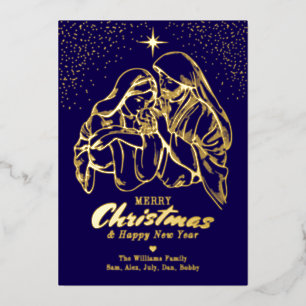 Weihnachtskrippe Religious Elegant Family Foto Folien Feiertagskarte