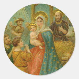 Weihnachtskrippe Runder Aufkleber