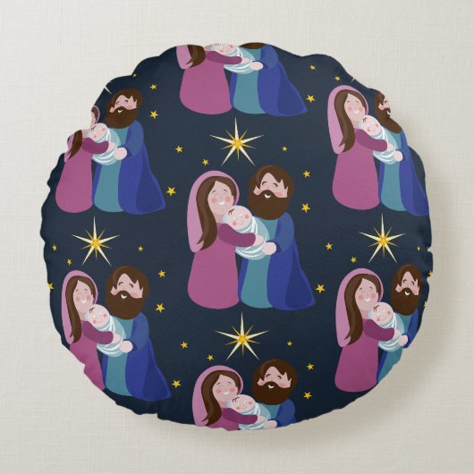 Weihnachtskrippe Rundes Kissen (Vorderseite)