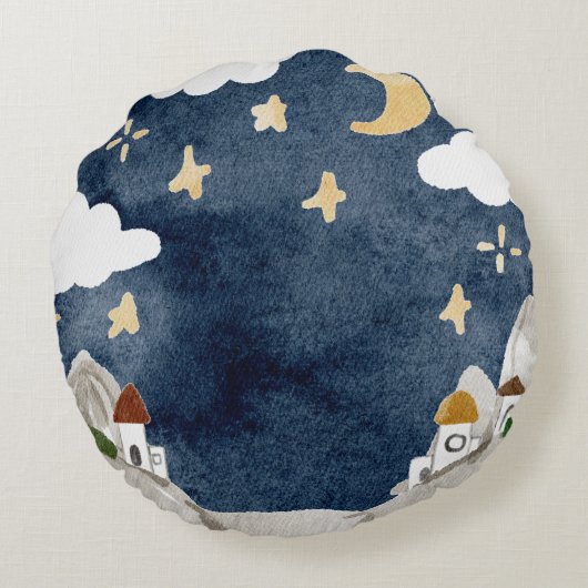 Weihnachtskrippe Rundes Kissen (Rückseite)