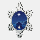 Weihnachtskrippe Schneeflocken Zinn-Ornament (Rechts)
