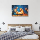 Weihnachtskrippe, schöne Illustration, Leinwanddruck (Insitu (Schlafzimmer))