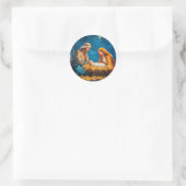 Weihnachtskrippe, schöne Illustration, Runder Aufkleber (Tasche)