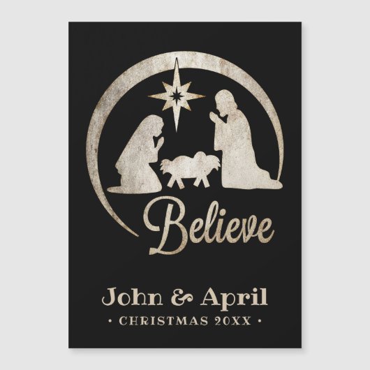 Weihnachtskrippe-Silhouette Magnetkarte (Vorderseite)