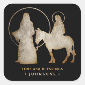 Weihnachtskrippe-Silhouette Quadratischer Aufkleber (Vorderseite)