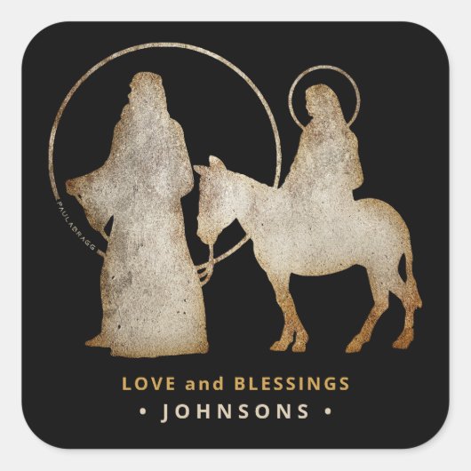 Weihnachtskrippe-Silhouette Quadratischer Aufkleber (Vorderseite)