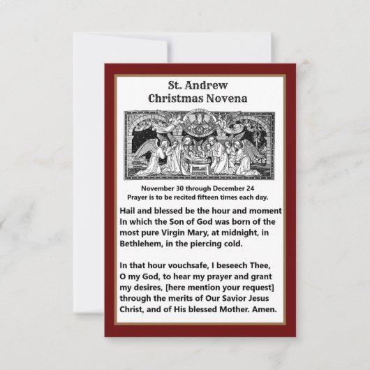 Weihnachtskrippe St. Andrew Novena Gebetskarte Dankeskarte (Vorderseite)