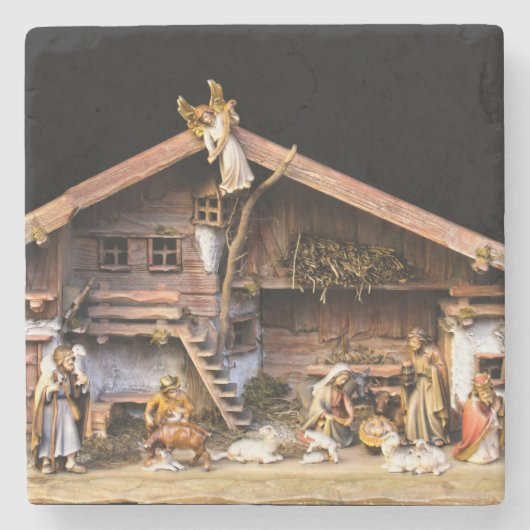 Weihnachtskrippe Steinuntersetzer (Vorderseite)