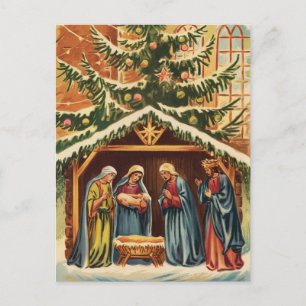 Weihnachtskrippe vintage postkarte