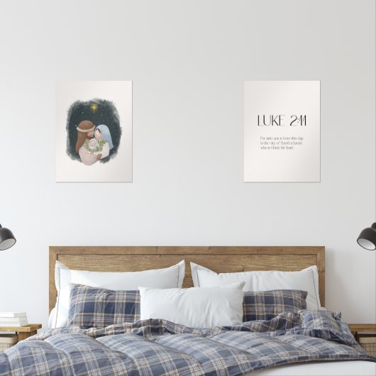 Weihnachtskrippe Wasserfarbe Luke 2:11 Poster Bilderwand Sets (Schlafzimmer)
