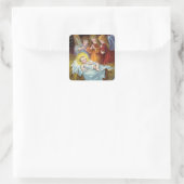 "Weihnachtskrippe" Weihnachten Quadratischer Aufkleber (Tasche)