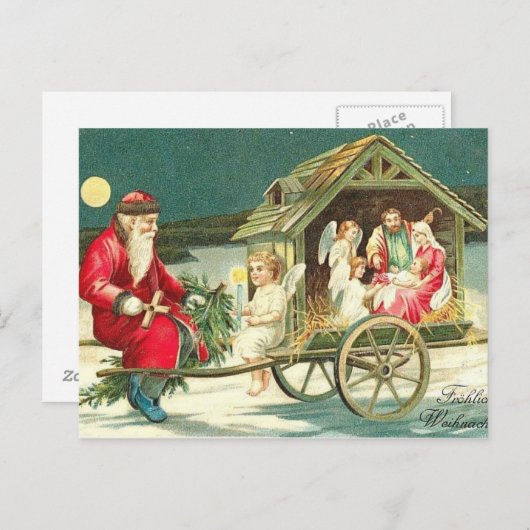Weihnachtskrippe Weihnachtskarte Feiertagspostkarte (Vorne/Hinten)