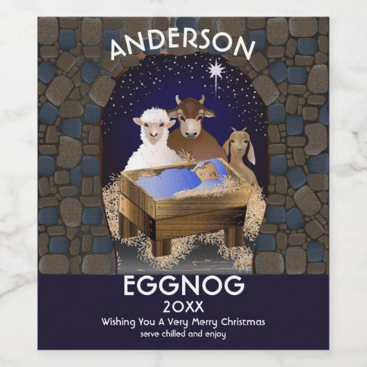 Weihnachtskrippe Weinetikett (Einzelnes Label)