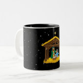Weihnachtskrippe Zweifarbige Tasse (Vorderseite Links)