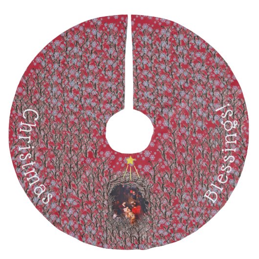 Weihnachtskrippen-Baumskirrt Polyester Weihnachtsbaumdecke (Vorderseite)