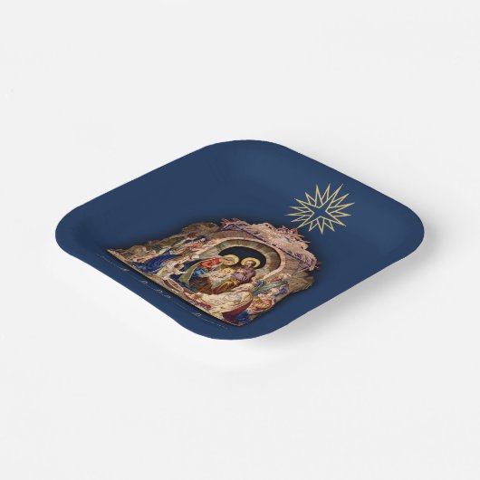 Weihnachtskrippen - Bewunderung des Jesus-Buches d Pappteller (Gewinkelt)