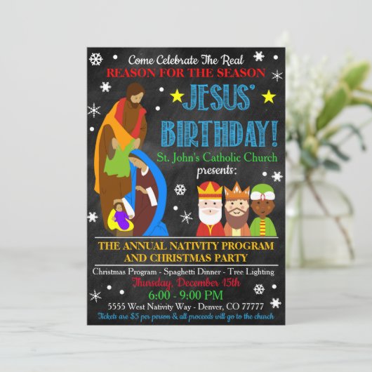 Weihnachtskrippen-Einladung Einladung (Stehend Vorderseite)