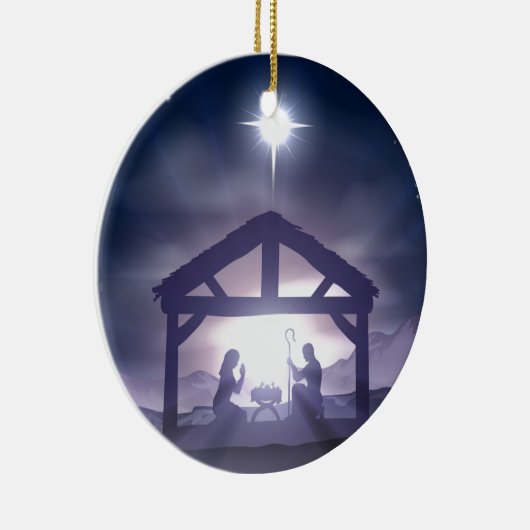 Weihnachtskrippen-Geburt Christis-Szene Keramikornament (Rechts)