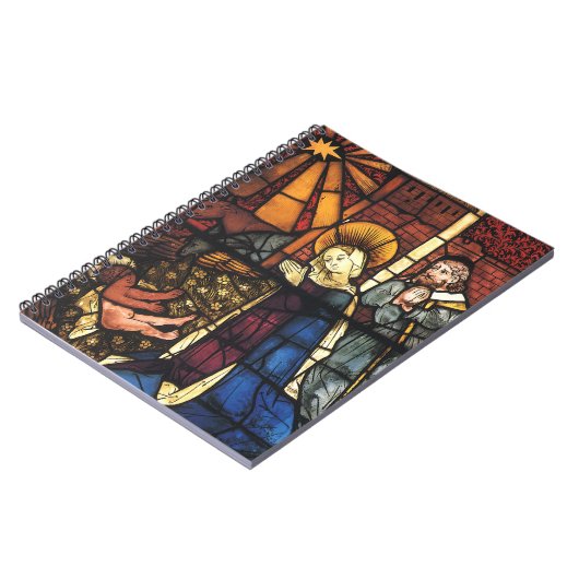 Weihnachtskrippen in festgeklemmtem Glas Notizblock (Linke Seite)