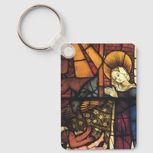 Weihnachtskrippen in festgeklemmtem Glas Schlüsselanhänger (Vorderseite)