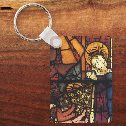 Weihnachtskrippen in festgeklemmtem Glas Schlüsselanhänger (Vorderseite)