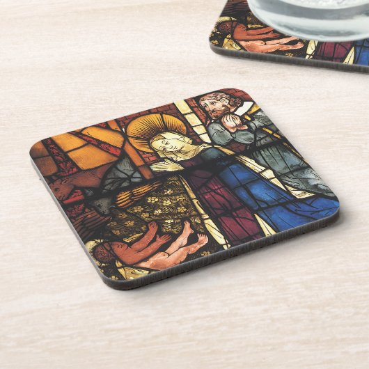 Weihnachtskrippen in festgeklemmtem Glas Untersetzer (Linke Seite)