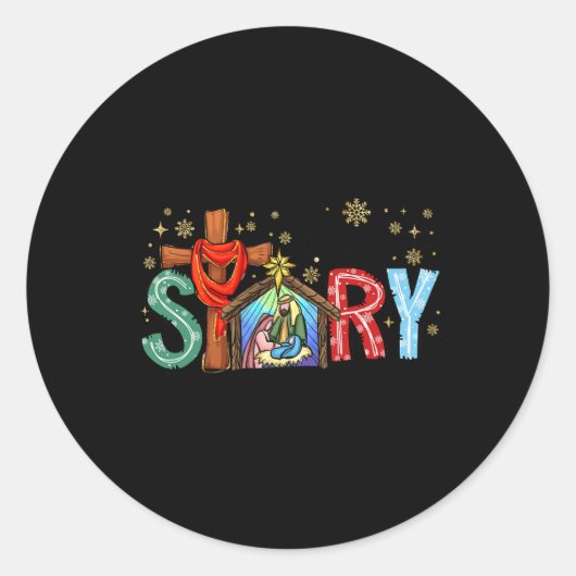 Weihnachtskrippen Jesus Cross True Story Xm Runder Aufkleber (Vorderseite)