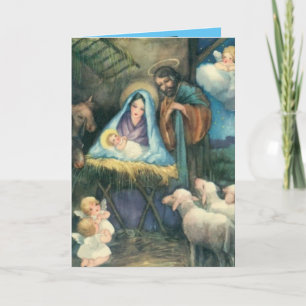 Weihnachtskrippen-Motivo alte Weihnachtskarte Feiertagskarte
