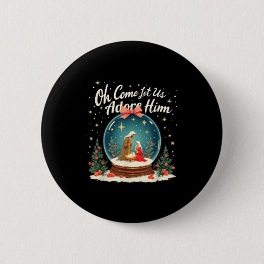 Weihnachtskrippen Oh, kommen Lass uns Adore Ihm Button (Vorderseite)