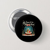 Weihnachtskrippen Oh, kommen Lass uns Adore Ihm Button (Vorne & Hinten)