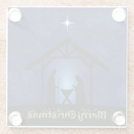 Weihnachtskrippen Religiöse Glasuntersetzer (Rückseite)