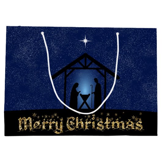 Weihnachtskrippen Religiöse Große Geschenktüte (Rückseite)