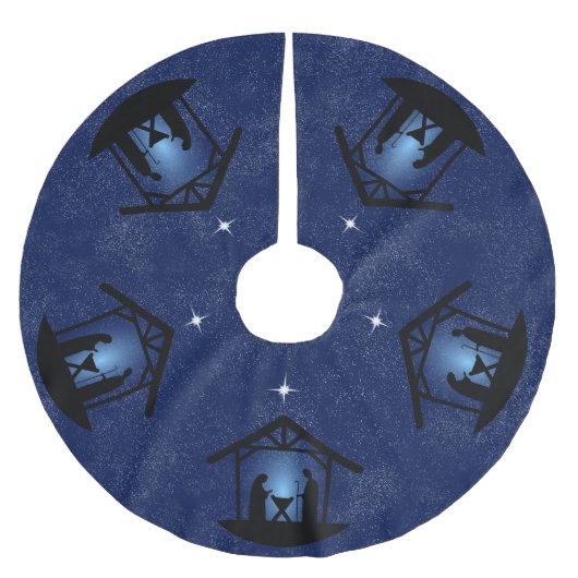 Weihnachtskrippen Religiöse Polyester Weihnachtsbaumdecke (Vorderseite)