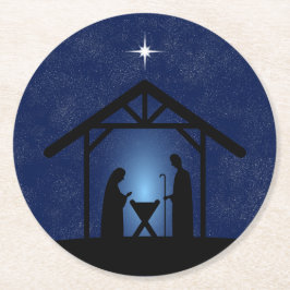 Weihnachtskrippen Religiöse Runder Pappuntersetzer