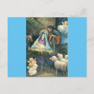 Weihnachtskrippen-Szene Vintage-Weihnachtspostkart Feiertagspostkarte