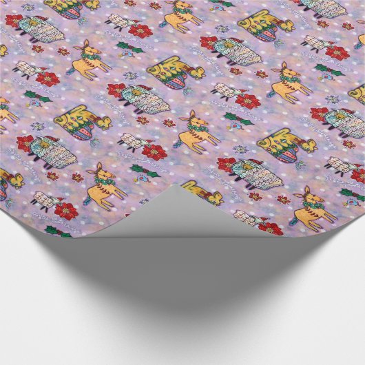 Weihnachtskrippen-Tier-Packpapier Geschenkpapier (Ecke)