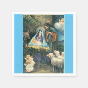 Weihnachtskrippen-Vintage-Weihnachtspapier-Serviet Serviette