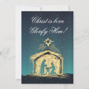 Weihnachtskrippendesign Christus ist geboren Dankeskarte