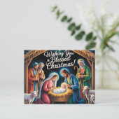 Weihnachtskrippengruß Feiertagspostkarte (Stehend Vorderseite)