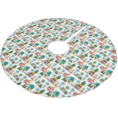 Weihnachtskrippenszene Ecru handgezeichnetes Weihn Polyester Weihnachtsbaumdecke (Schrägansicht)