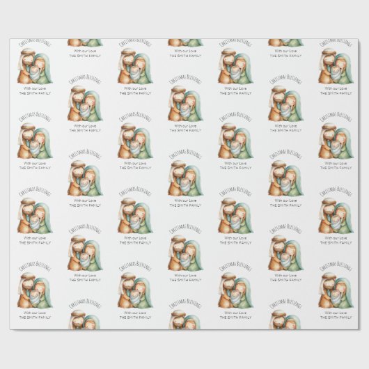 Weihnachtskrippenszene Feiertags-Geschenkverpackun Geschenkpapier (Flach)