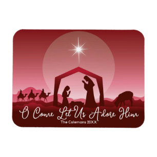 Weihnachtskrippenszene O komm, lasst uns ihn anbet Magnet