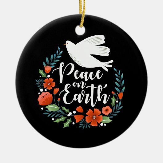 Weihnachtskript Weltfrieden Keramik Ornament (Vorne)